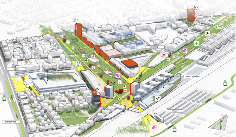 Carta - Reichen et Robert Associés - Reichen et Robert Associes-Amenagement-quartier-Saint-Jean-Clermont-Ferrand-le cœur métropolitain à l’intersection des 2 parcs