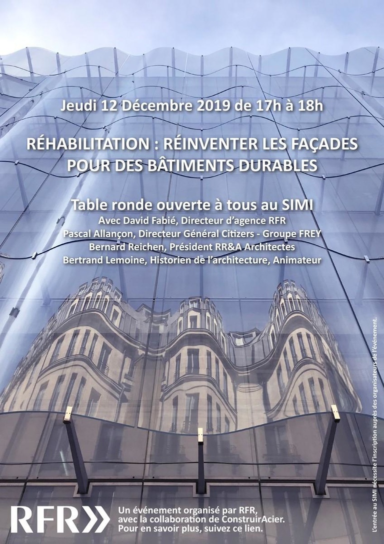 Carta - Reichen et Robert Associates - Round table at the SIMI organised by RFR Structure et Enveloppe - Bernard Reichen, David Fabié, Pascal Allançon and Bertrand Lemoine spoke on the theme of “Redevelopment: Reinventing façades for sustainable buildings”